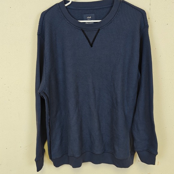 aerie Sweaters - Aerie Waffle Knit Crewneck Pullover Sweater Women's Small Slate Oversized Chunky